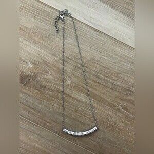 Rhinestone Curved Bar Necklace